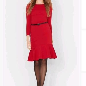 Lauren red dress with black patent belt.